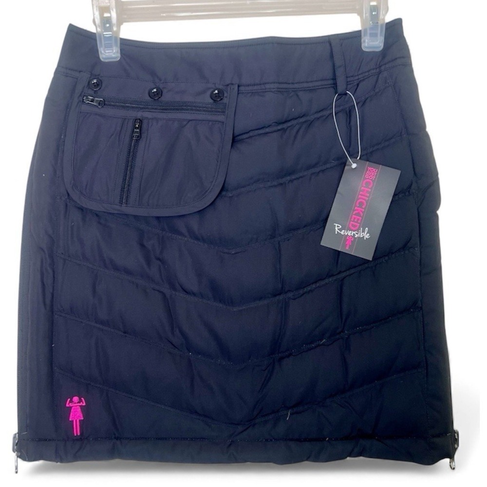 Chicked Minne-Skirt Down Reversible‎ XS Black Quilted Minnesota Pocket New